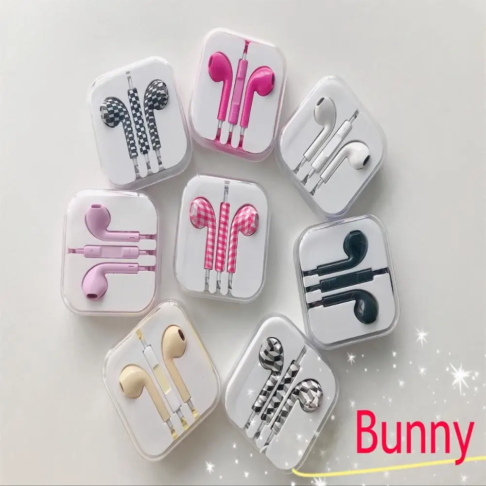 

Free sample 3.5mm Bunny PVC earphones headphone 1.2M handsfree stereo in-ear wired earphone for ip and Android, Multicolor