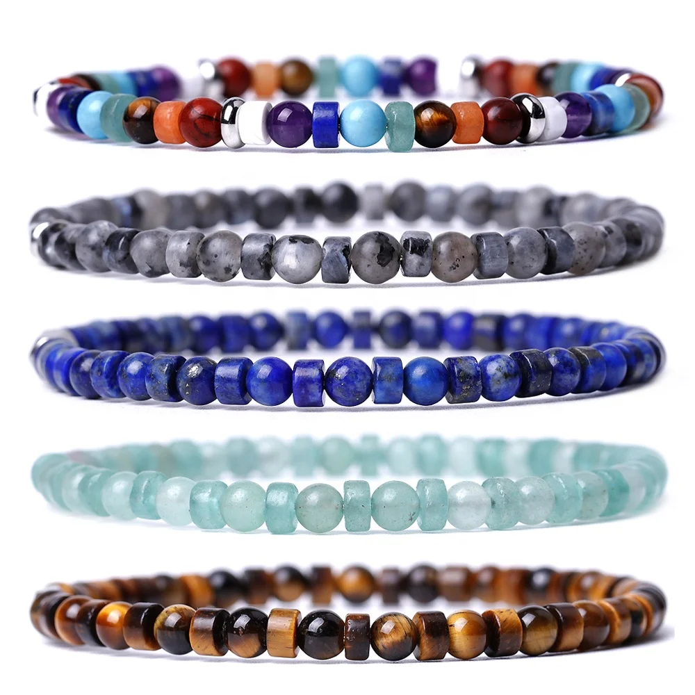 

Fashion 2x4mm Stone Aventurine Howlite Amethyst Bracelet For 7 Chakra Healing Beads Bracelets Women Men Wholesale Jewelry