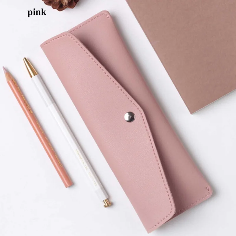 

Multifunctional PU Leather Pencil Case Makeup Brush Storage Bag Student Stationery Birthday Gift