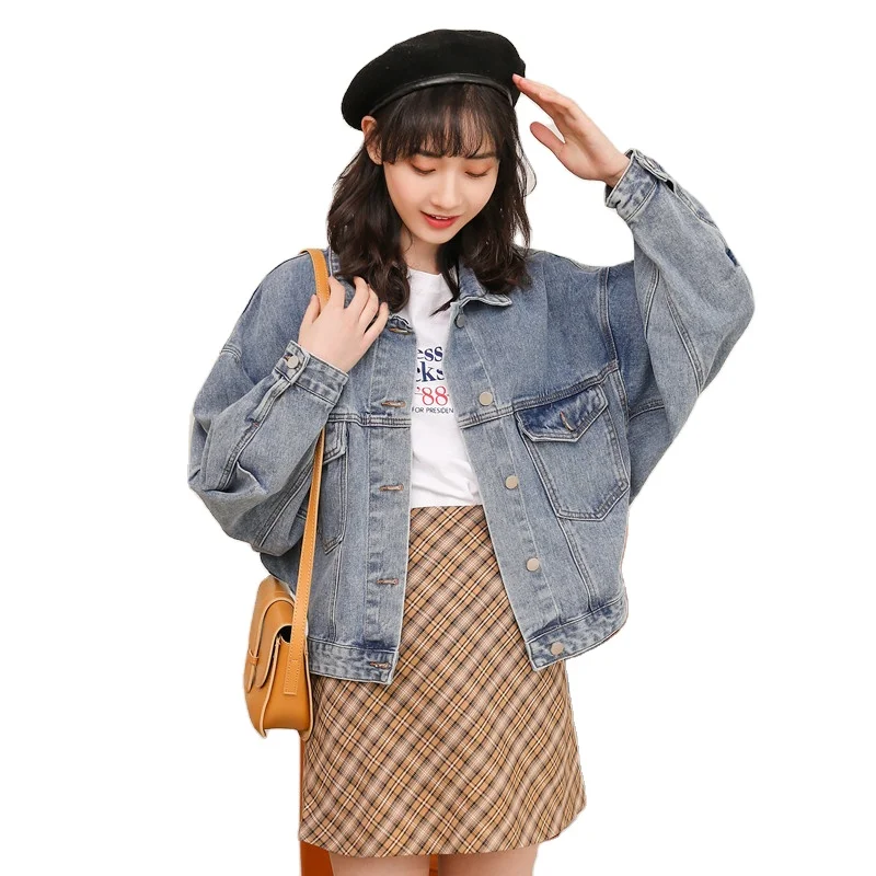 

Jeans Women Jacket Single Breasted Loose Fit Short Denim Jackets Female Coat Vintage outwear for Autumn