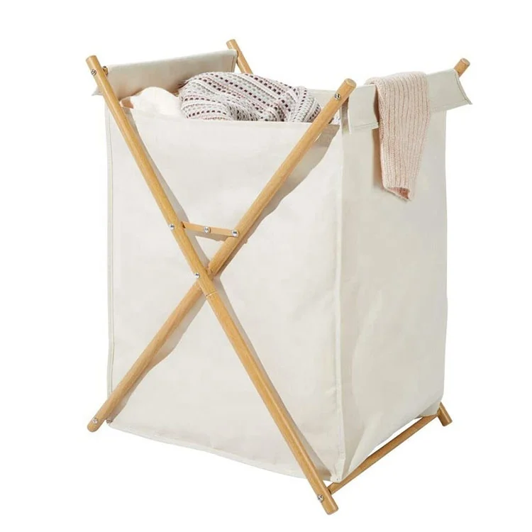 

Customized Foldable Dirty Clothes Basket Collapsible Square Laundry Basket Hamper collaspable Bamboo Double Dorm Laundry Hampers