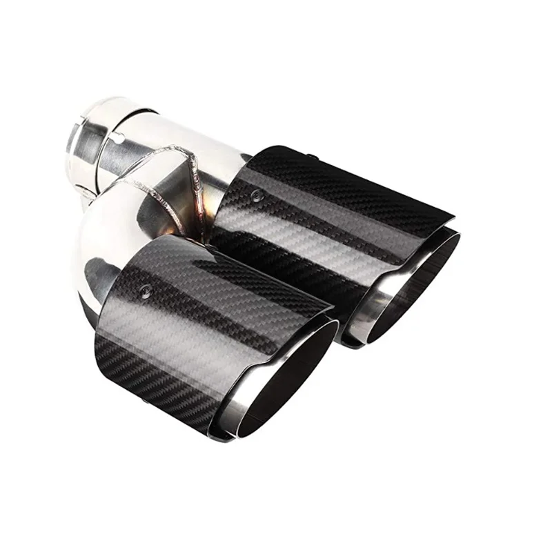 

H Type Gloss Finished Carbon Fiber Double Exhaust Tip Muffler Pipe Exhaust Pipe Muffler Exhaust Tip