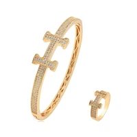 

BFBS-514 xuping hot sale women jewelry accessories gold color artificial zircons women bangle set