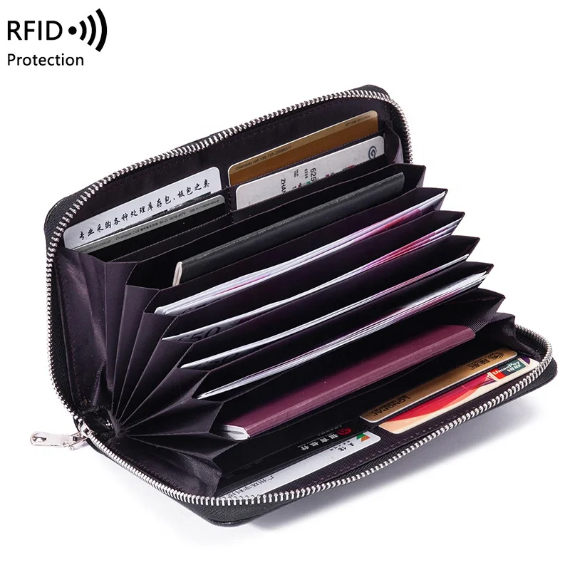 

2022 minimalist cowhide genuine leather ladies wallet long carteras mujer zipper Multifunction card holder rfid wallet women