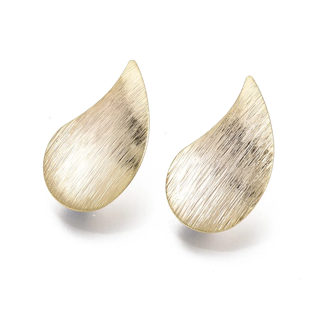 

PandaHall Nickel Free Textured Teardrop Brass Stud Earring Findings