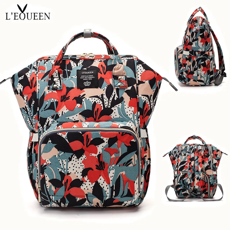 

Lequeen bloom Flower Print roupas importadas infantil bolsa maternidade nappy bags baby backpack maternity bag, As photos