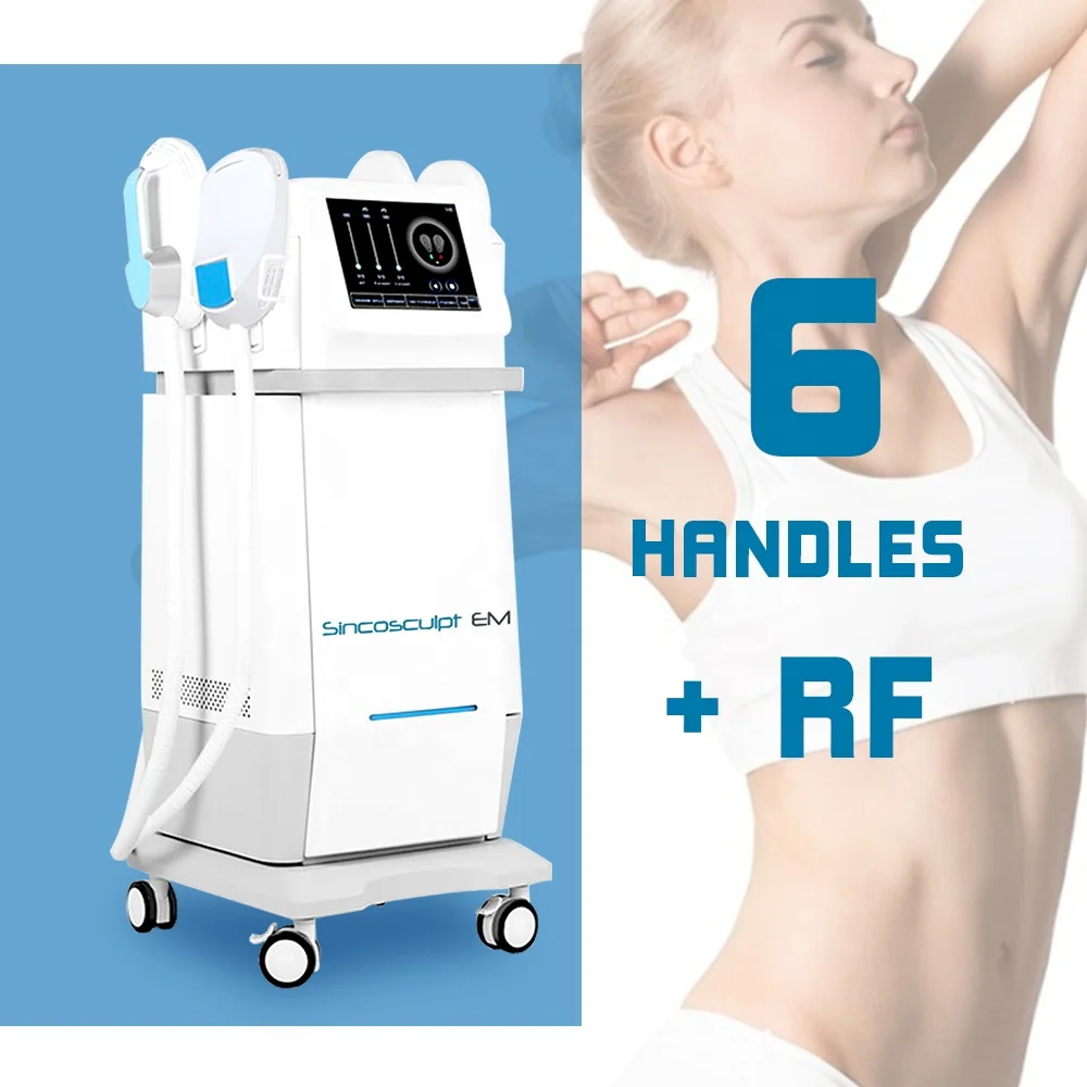 

2021 Newest painless RF 6 handles Sincosculpt EM Fat burn and muscle building ems machine for Body Shape with CE approved
