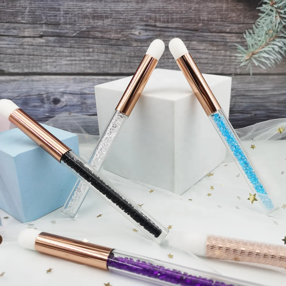 

OEM Eyelash Extension Cleaning Brush Crystal Lash Cleanser Brush Glitter Make Up Brushes, Clear, black, pink, blue,purple,etc