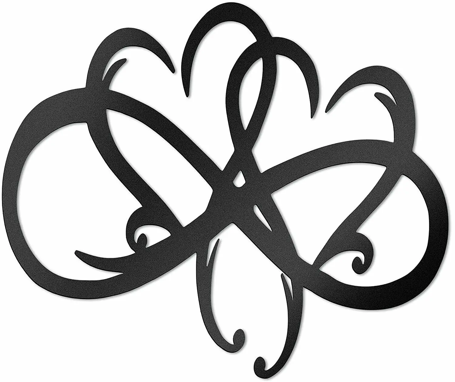 

Double Infinity Heart Steel Wall Decor, Metal Heart Wall Sign TY2351, Black