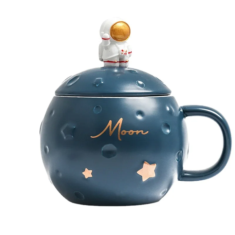 

HY OEM Creative Astronaut Moon Pot Belly Cup porcelain coffee cup Home Office Gift Mug tea cups ceramics porcelain