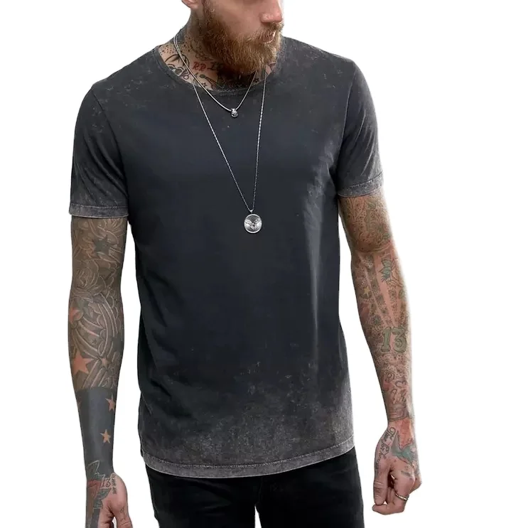 

High Quality Gym Fitness Blank Wash Plain Oversized T-shirt Vintage Men's Round-neck T-shirts, Customized color