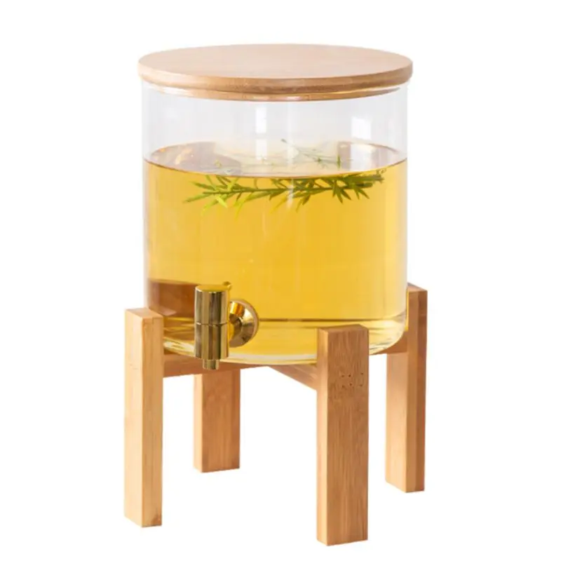 

Borosilicate Glass Jar Beverage High Wine Fruits Juice Barrel Dispenser with Tap