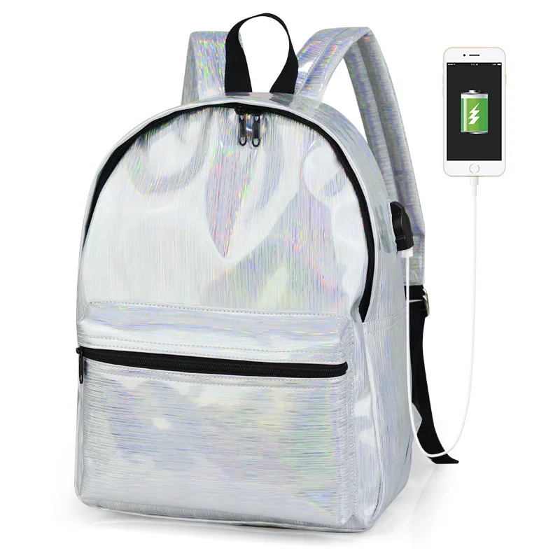 

New Fashion Design Laser Bag Pu Leather For Children Shining Backpacks Glitter Back Pack Luminous Backpack School Bags, Purple,black,pink,blue,sliver,snake sliver