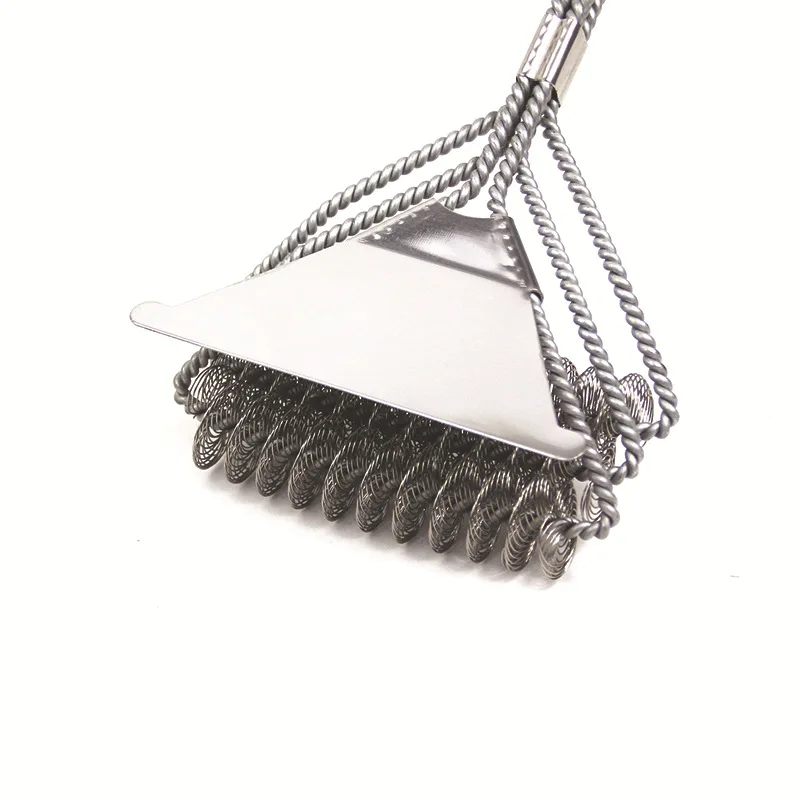 

Practical 18 inch three-head spring barbecue brush anti-pinch stainless steel grill cleaning brush, Black