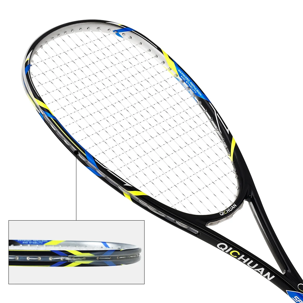 
QICHUAN 100% H.M graphite custom 14x18 string pattern squash racquet set  (62362961340)