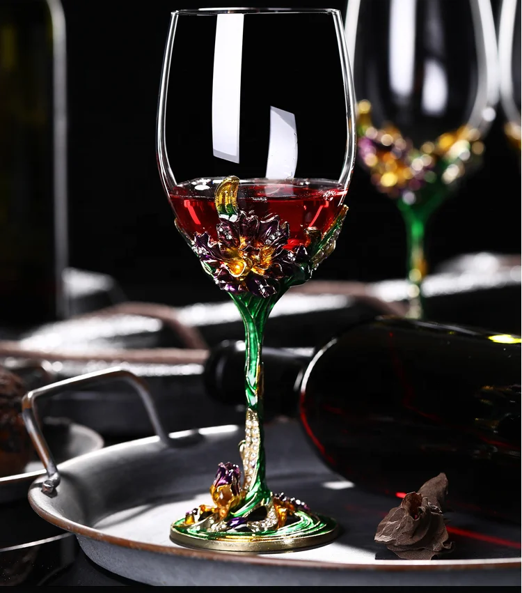 

Creative enamel color lead-free crystal wine glass set, Picture shows