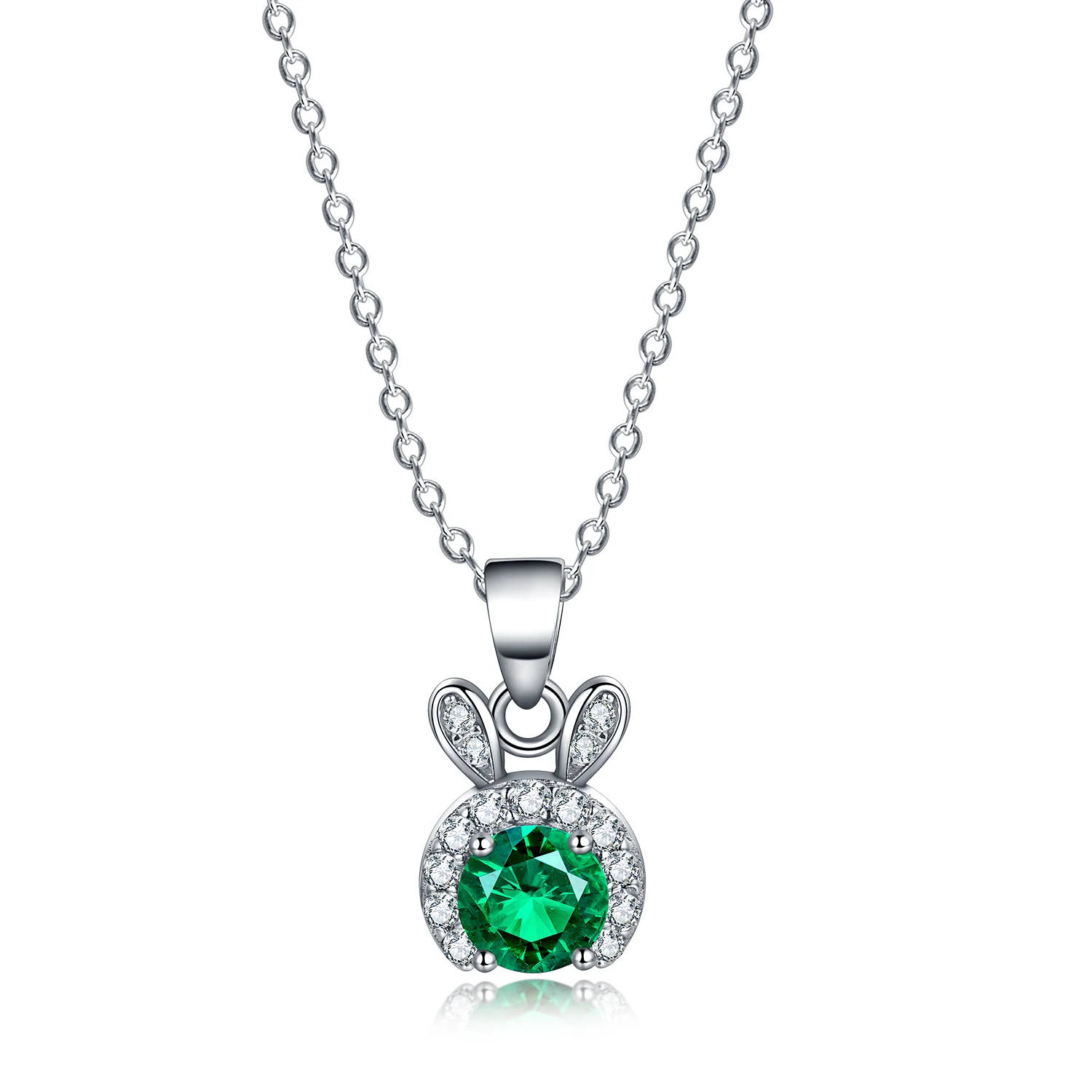 

Simple Design Rabbit Head Lab Emerald Green 925 sterling silver necklace