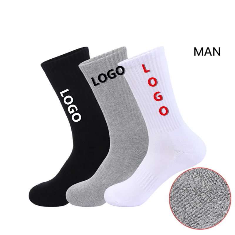 

Wholesale crew socks custom and cotton material for solid color sports socks custom with logo, Custom color