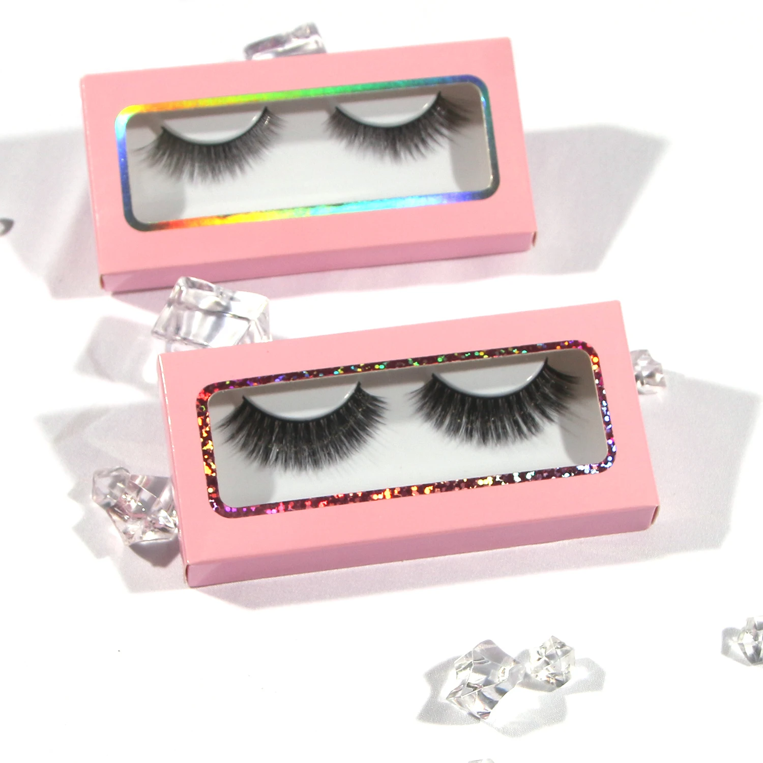 

Light Pink Eyelashes Package Eyelash Paper Packaging Box, Black