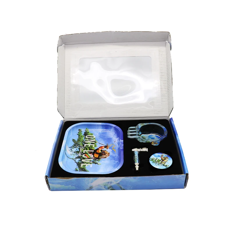 

Ready to Ship 2021Hot selling Smoke manufacturer Rolling trays with smoking pipas smoking 4 in 1 set, Mix colors