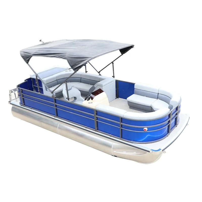 

24 foot Cheap party barge pontoon boats for sale best family pontoon boat catamaran ponton boat, Customized color