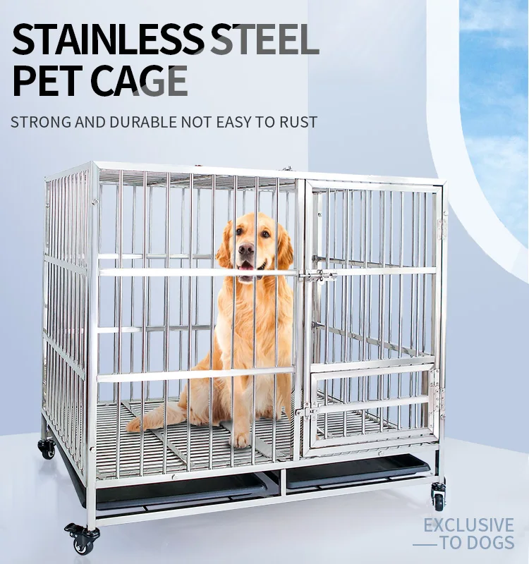 Heavy Duty Foldable Stainless Steel Large Pet Dog Crate Buy Heavy