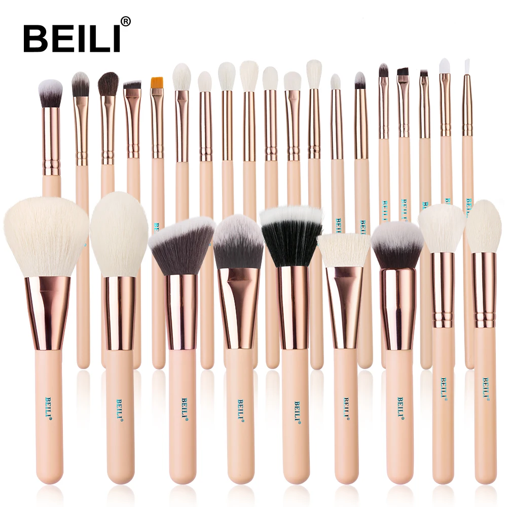 

BEILI Direct Shipping 28pcs Makeup Brushes Tool Set Cosmetic Powder Eye Shadow Foundation Blush Blending Beauty Make Up Brush, Pink