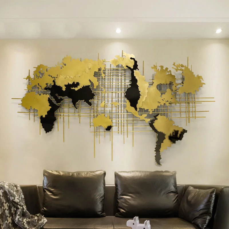 

Chinese 3d Wall Decor Wall Mount Home Decor Wrought Iron Hotel Metal World Map Products Living Room Creative Pendant, As photo