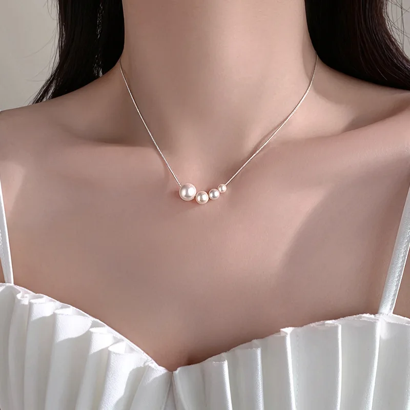 925 Sterling Silver Choker Niche Design  Female 2025 New Temperament Pearl Necklace Wholesale