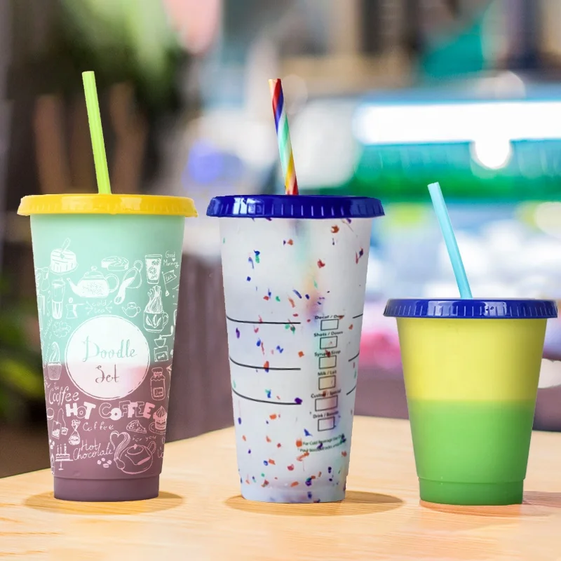 

New confetti changing cup comes with colorful straw