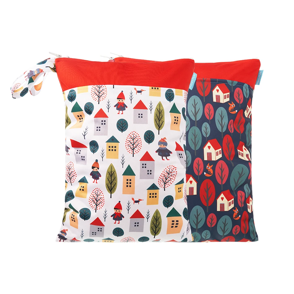 

Moramona Wet Dry Bags for Baby Cloth Diapers, Washable Travel Bags Swimsuits & Wet Clothes 2 Pack, As showing/customized colors