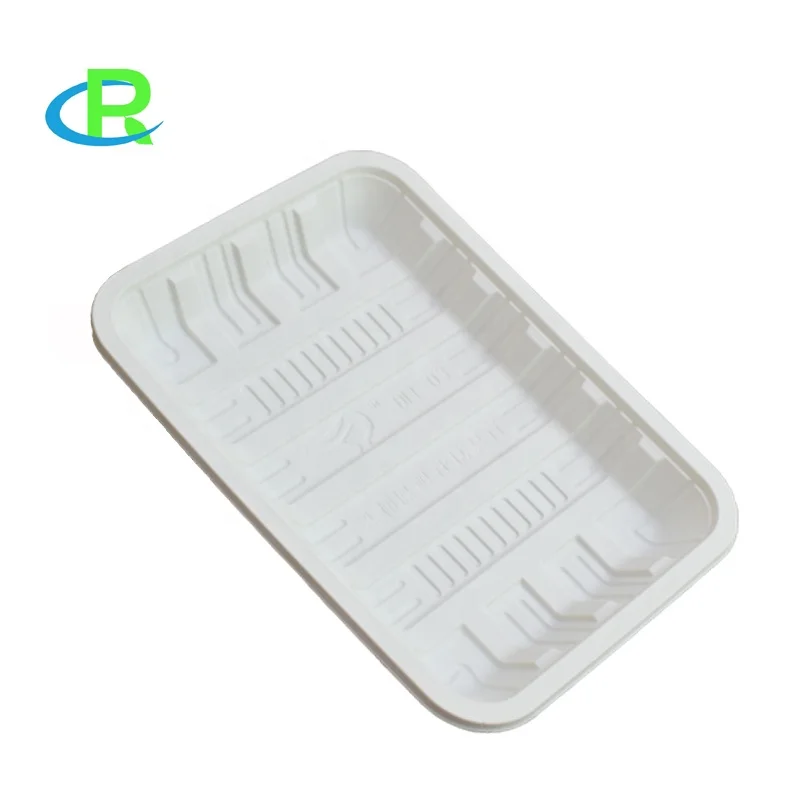 

2019 elegant ecofriendly disposable biodegradable corn starch square tray, White