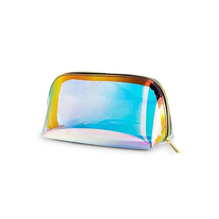 

Waterproof Fashion TPU Holographic Clear Zipper Makeup Bag Hologram Transparent Laser Make Up Bag, Rainbow