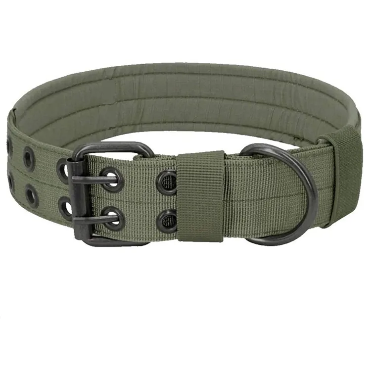 

2022 fanno Nylon Military Dog collar Tactical Adjustable Heavy Duty Training Pet Dog Collars With Metal D Ring, Brown/black