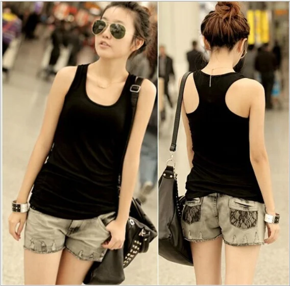 

Free Shipping US Size Women Shirts 95%Cotton 5%Spandex Workout Tanks tops Customized LOGO Print