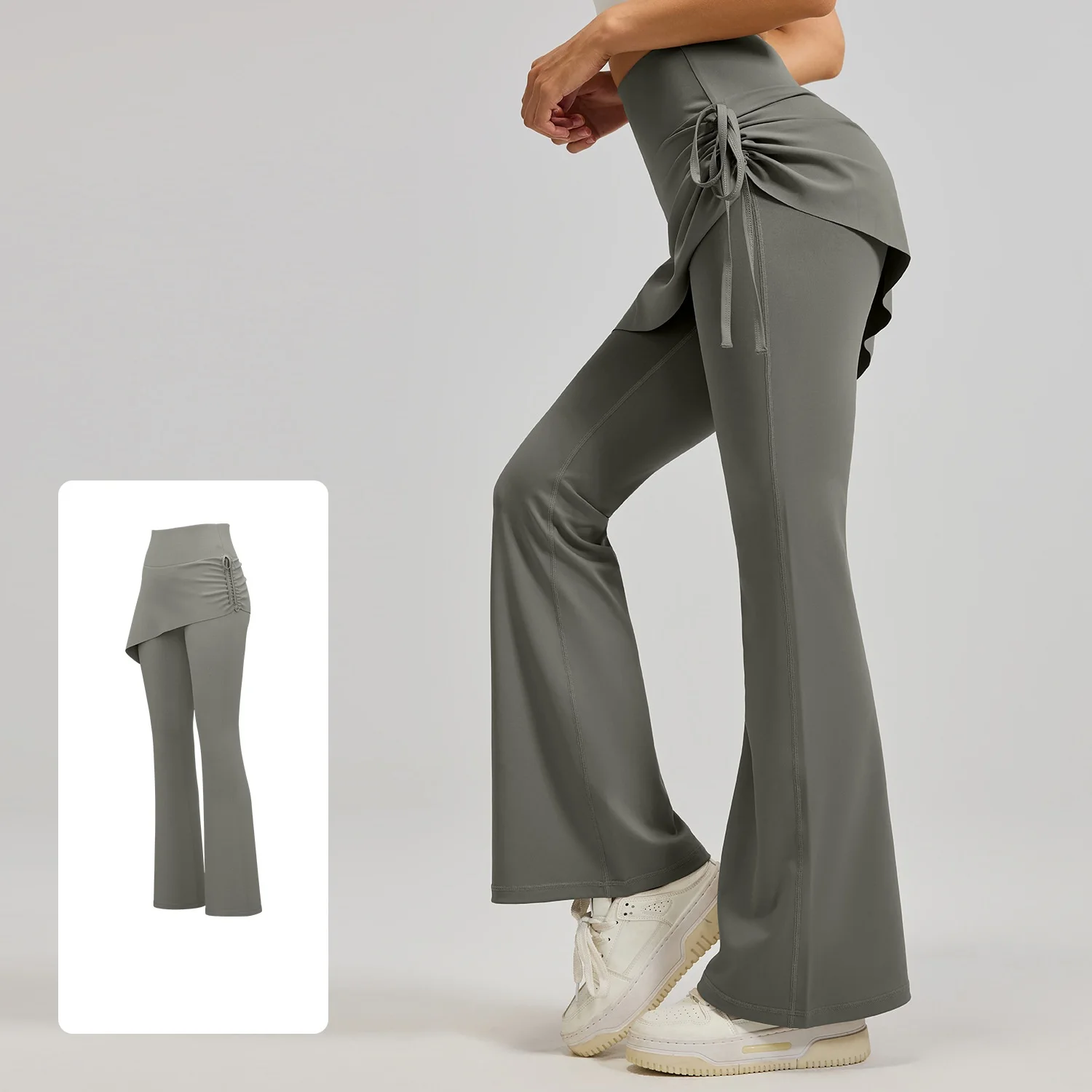 High-Waisted微喇Drawstring设计Yoga Pants