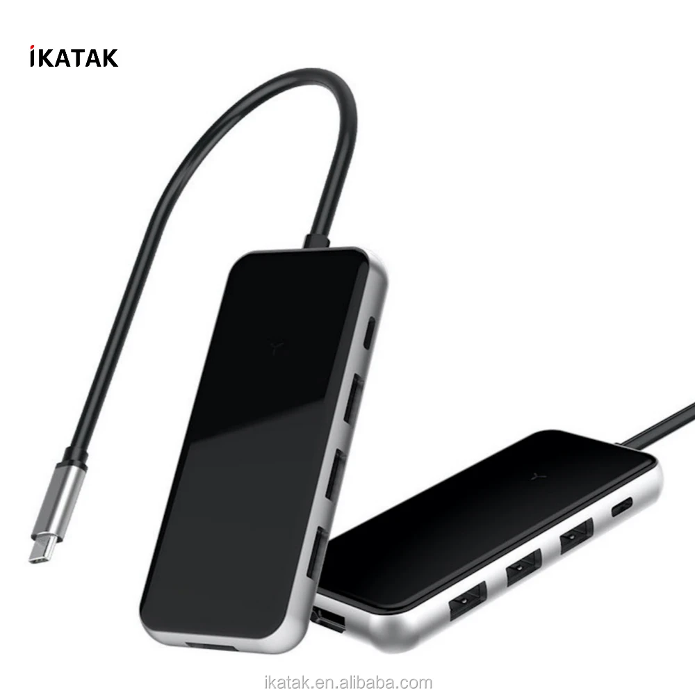 IKATAK 2020 New Aluminum Acrylic USB-C Adapter 3 USB3.0 HDMI PD Charging USB C Hub