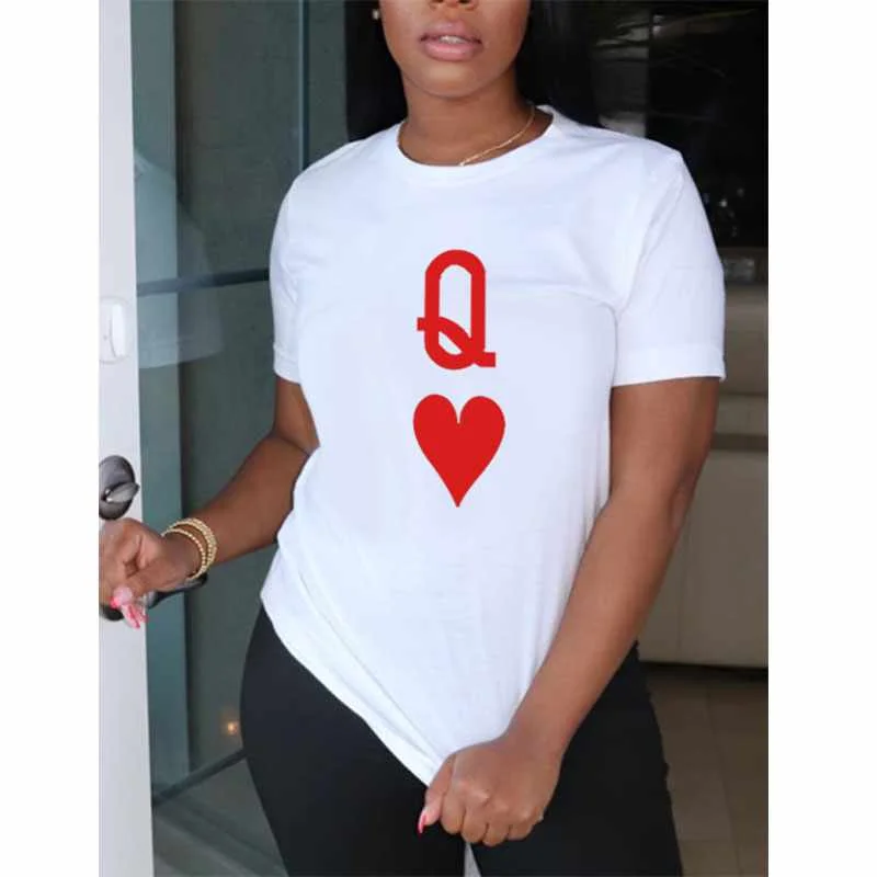

Printed Q Love Round Neck Short Sleeve Women's T-shirt