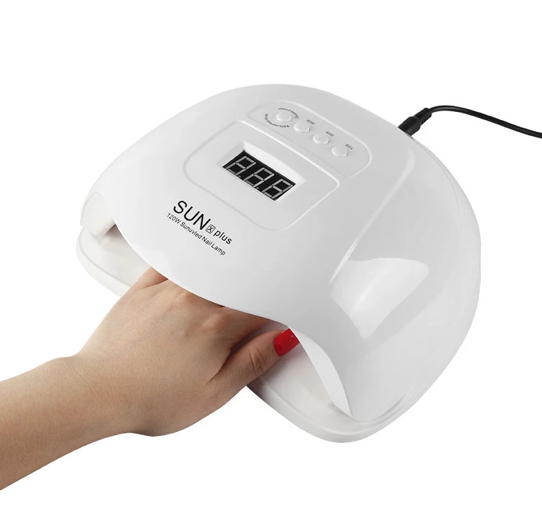 

Automatic UV Nail Lamp Seche Ongle LED Display Naildryer 120w Nail Polish Fast Drying Light Wholesale Nagel Droger Nail Lamp, White pink