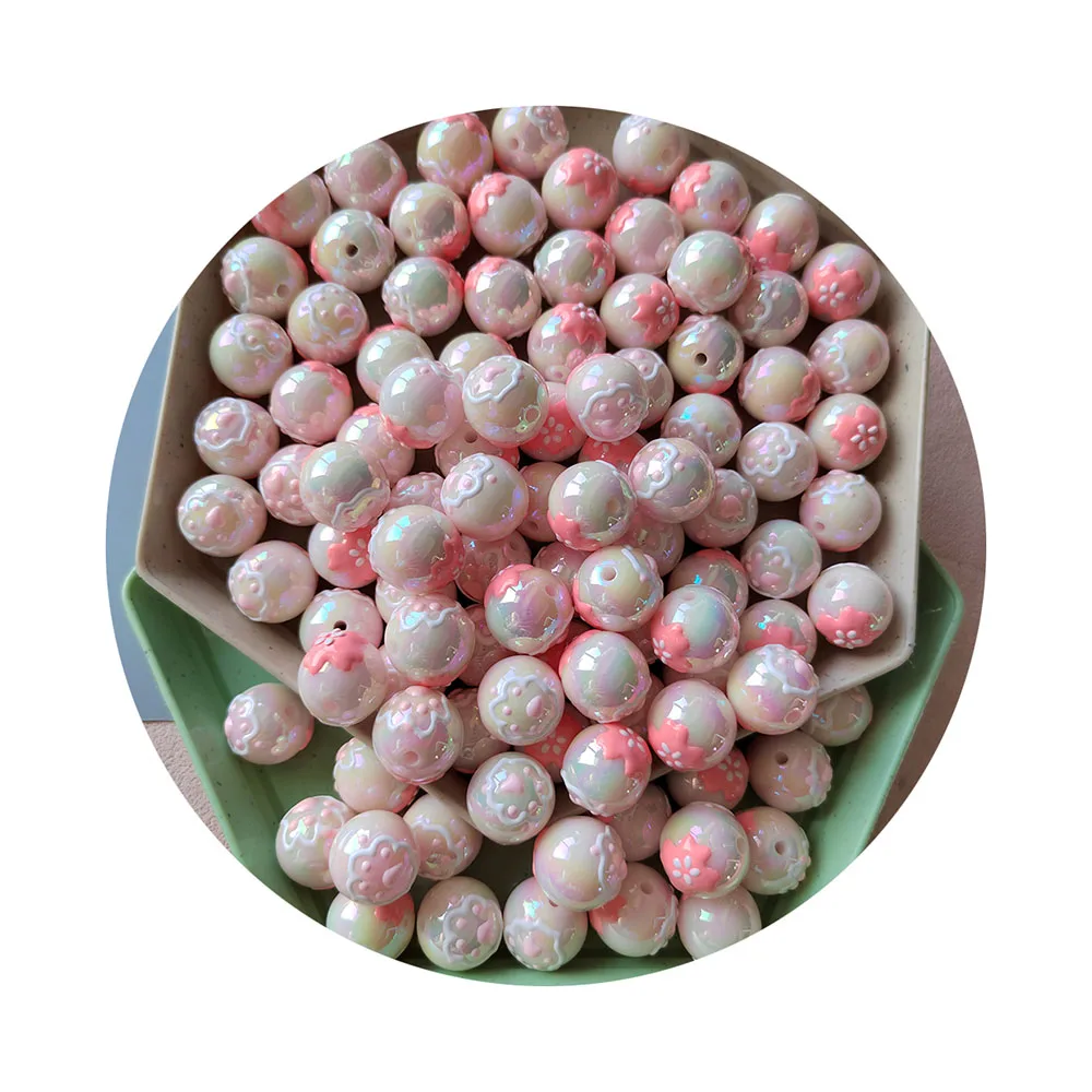 

16mm Hand-painted Flower Paw Glow In Dark Acrylic beads DIY Mobile Phone Chain Bracelet Necklace Accessories