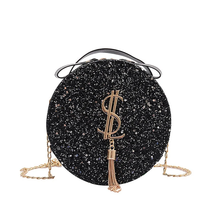 

Glitter Chain Round New Fashion RTS Bag Women Shining Diamonds Shoulder Crossbody Women Handbag