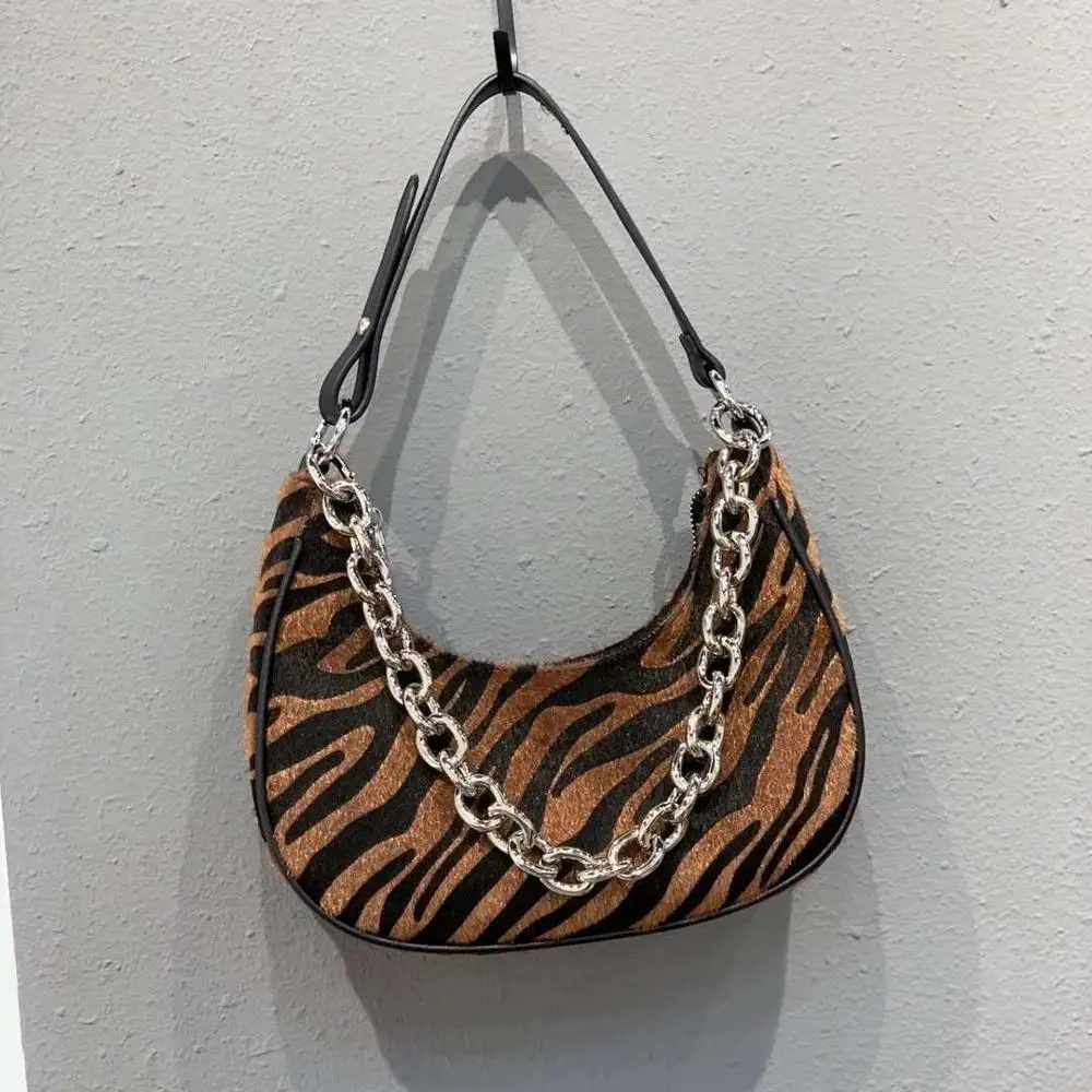 

Vintage one shoulder bag for women's Ins zebra stripe tote bag factory directly