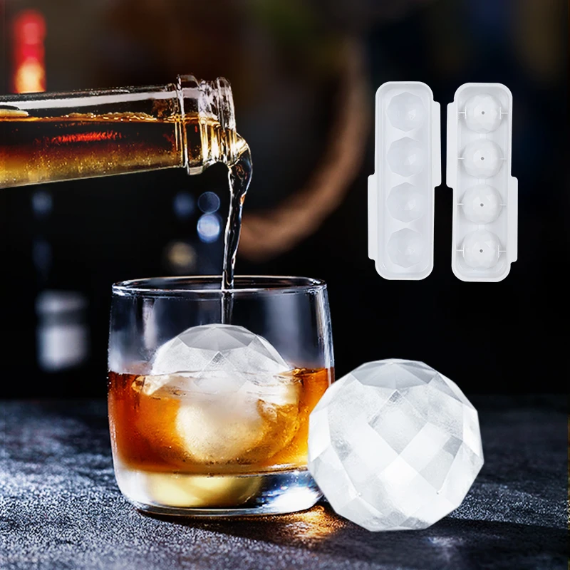 

4/15 Cavity Large Sphere Ice Cube Trays Mold Whiskey Ice Ball Maker Reusable Round Ice Ball Mold Easy Release, White