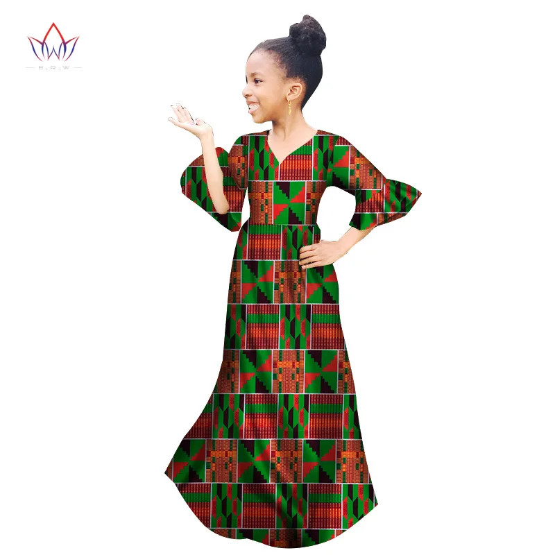 

African Clothing Kids Dashiki Traditional Cotton Dresses Butterfly Sleeve Print Dresses short sleeve Children Spring WYT154