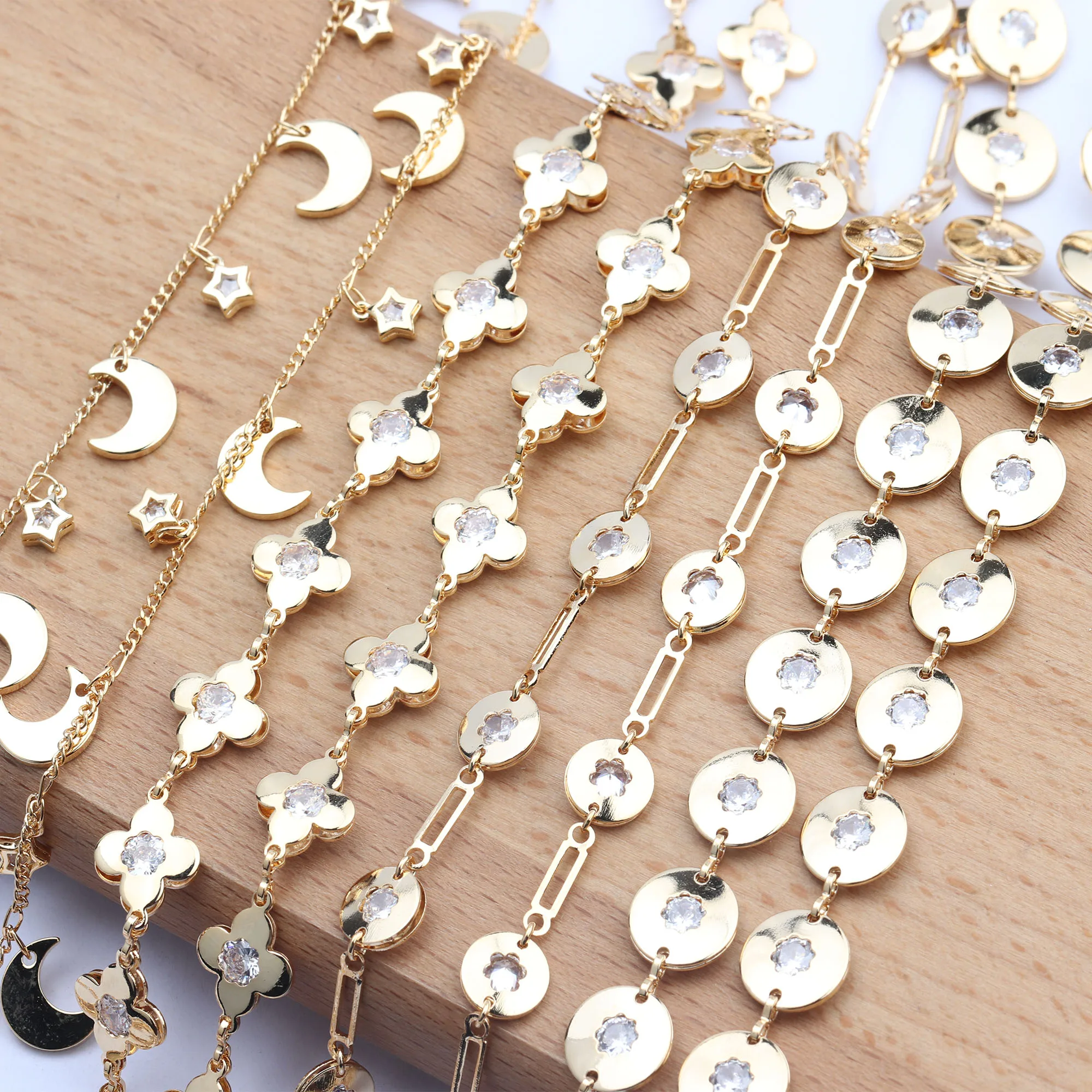 

the most stylish 18k gold-plated Zircon Necklace Jewelry accessories,C75,5m/lot, Gold color