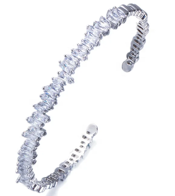 

high quality geometric crystals bangles gold plated zircon bracelets