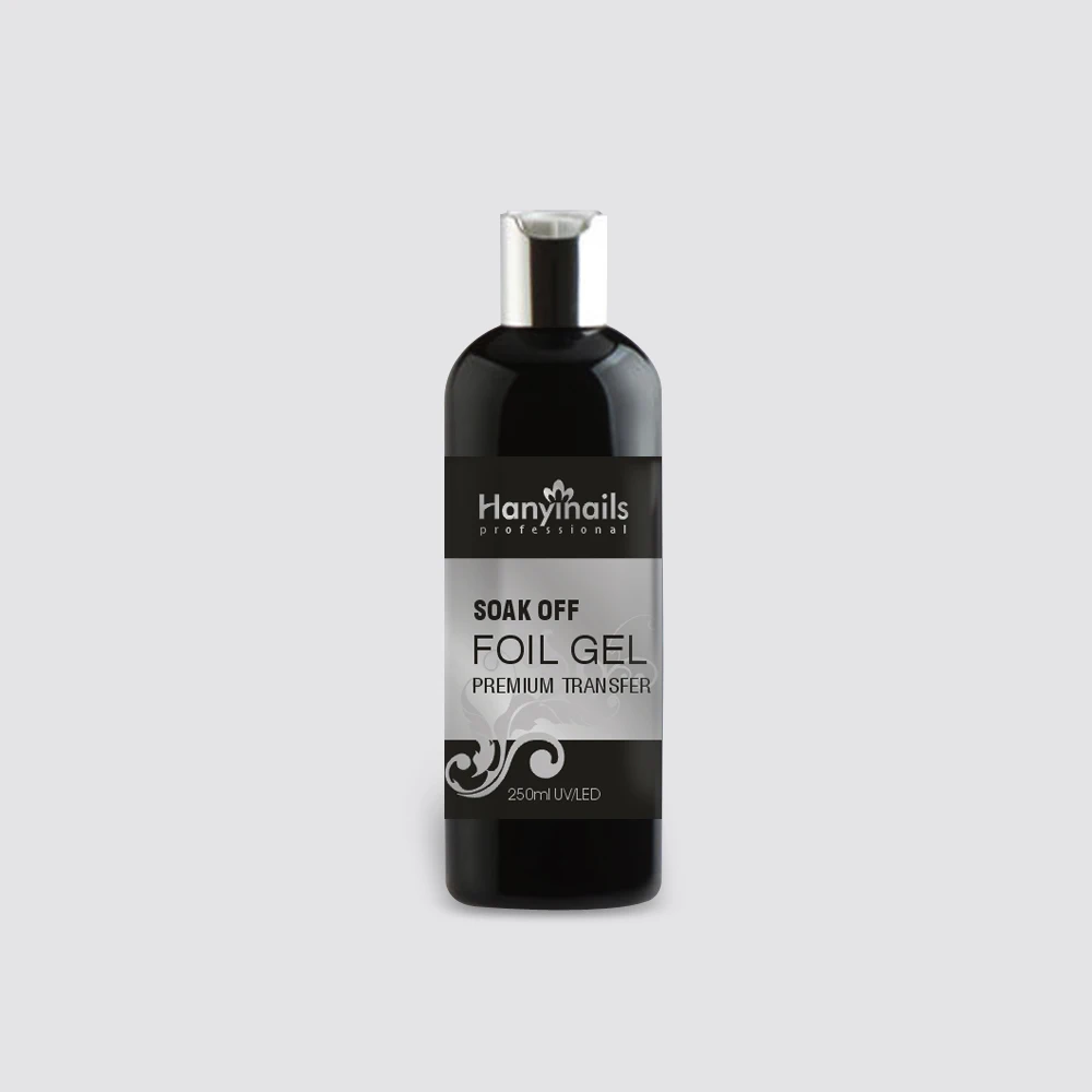 

Hanyinails 8oz bulk refill bottle OEM Private Label Nail Art Sticker Fix Gel Liquid Easy Soak Off Transfer Foil UV Gel Polish, Clear