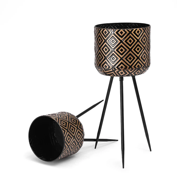 

Iron black flower stand triangle base