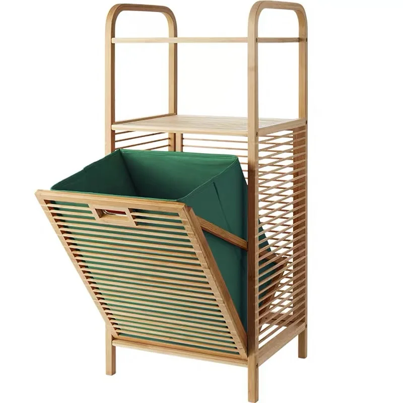 

Bathroom Tilt-out Hamper Laundry Storage Basket Shelf Bamboo Laundry Hamper With Storage Shelves