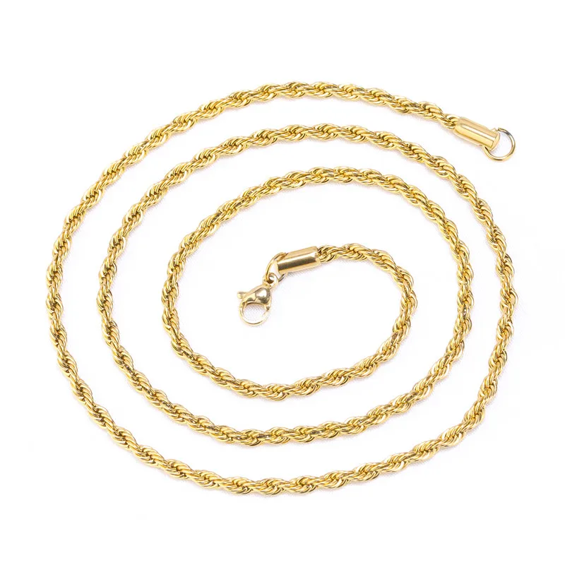 

copper gold plated rope chain electroplate color-preserving fashion minimalist style mens chains necklace collana uomo, As same as picture